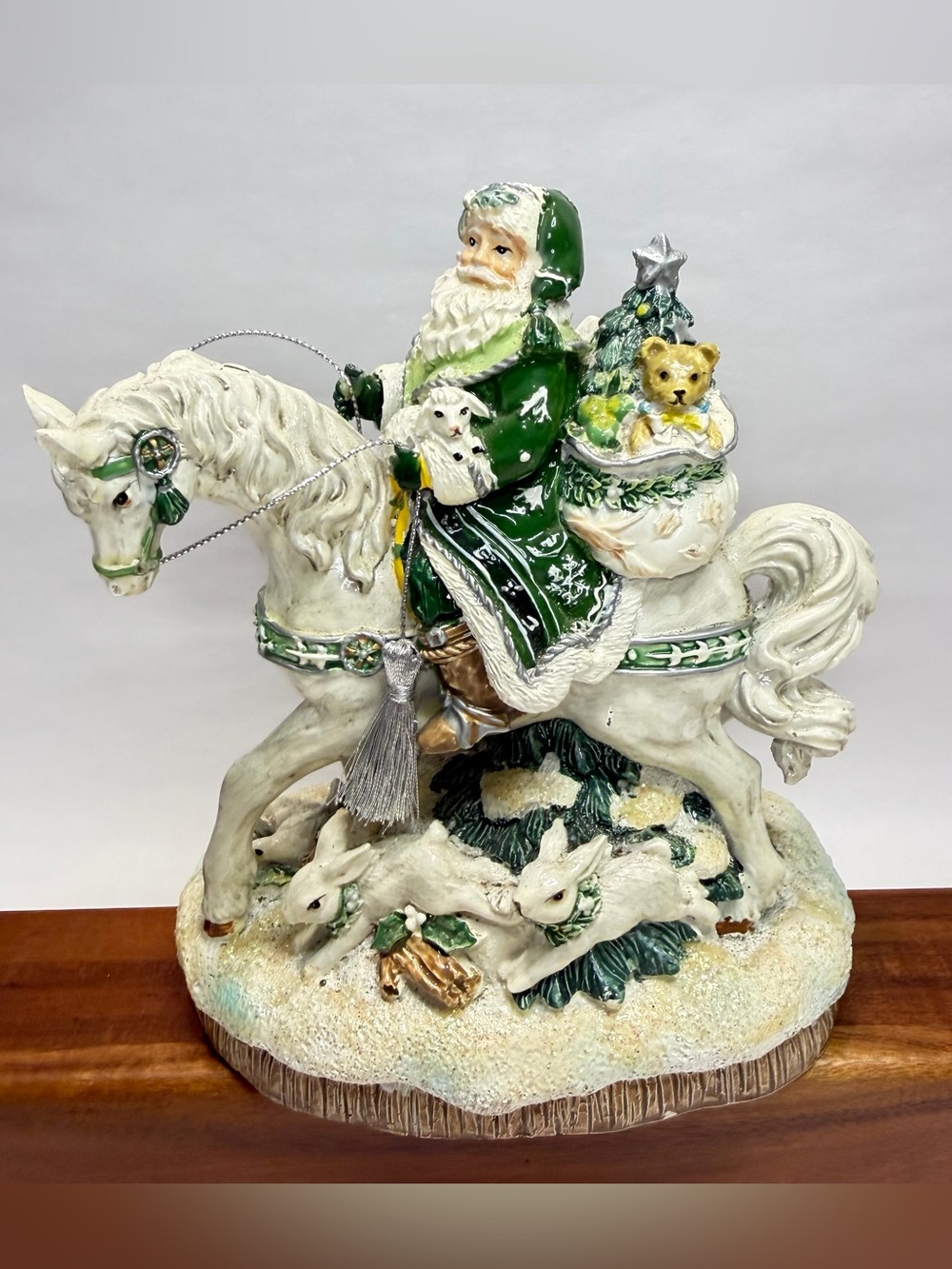 As Is Fitz and Floyd Winter Garden Musical Santa Claus on Horse Figurine Video